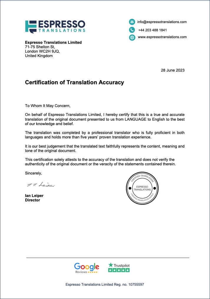 certified translation services uk